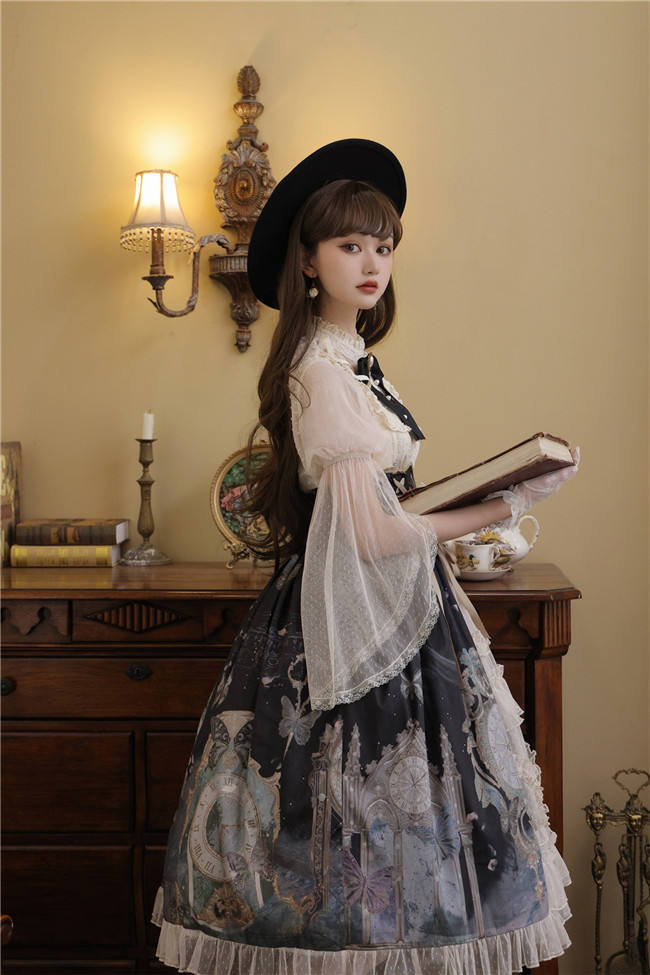 Time Flow Backward Classic Lolita Skirt, Blouse and Camisole