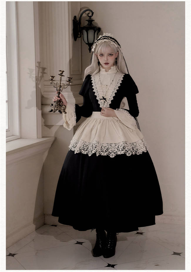 Withpuji Black Nun Gothic Lolita Dress and Accessories