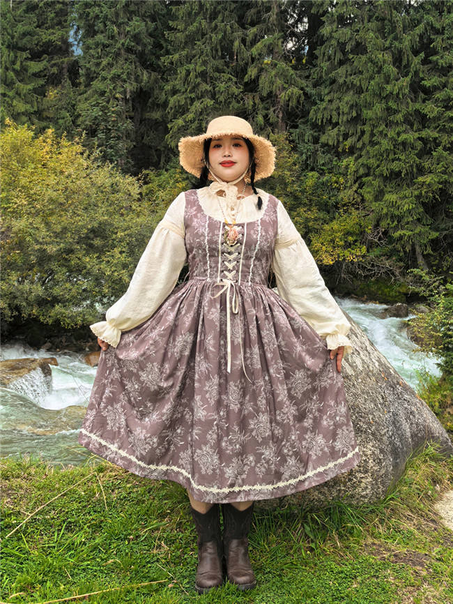 Miss Point Sketch Wild Rose Dirndl Dress One Piece