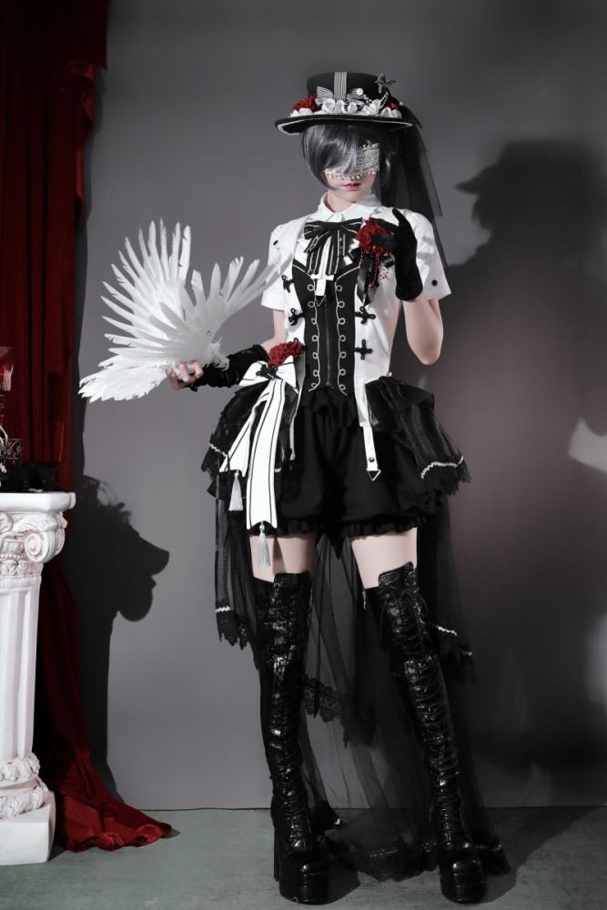 XRWY ~Earl of Rose~ Ouji Lolita Hat Brooch Bowknot and Corsage