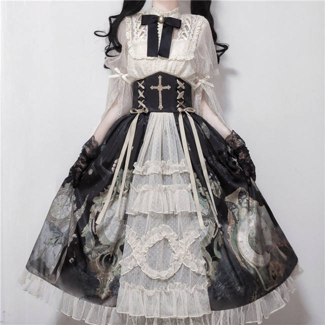 Time Flow Backward Classic Lolita Skirt, Blouse and Camisole