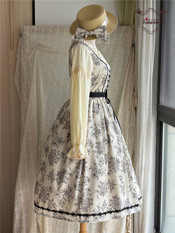 Miss Point Sketch Wild Rose Dirndl Dress One Piece