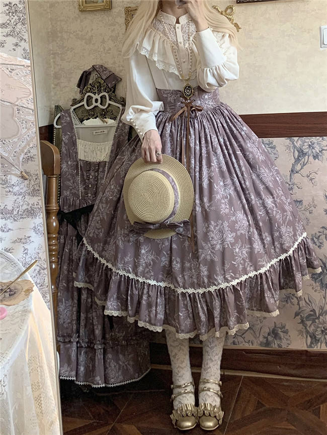 Miss Point Sketch Wild Rose High Waist Fishbone Lolita Skirt
