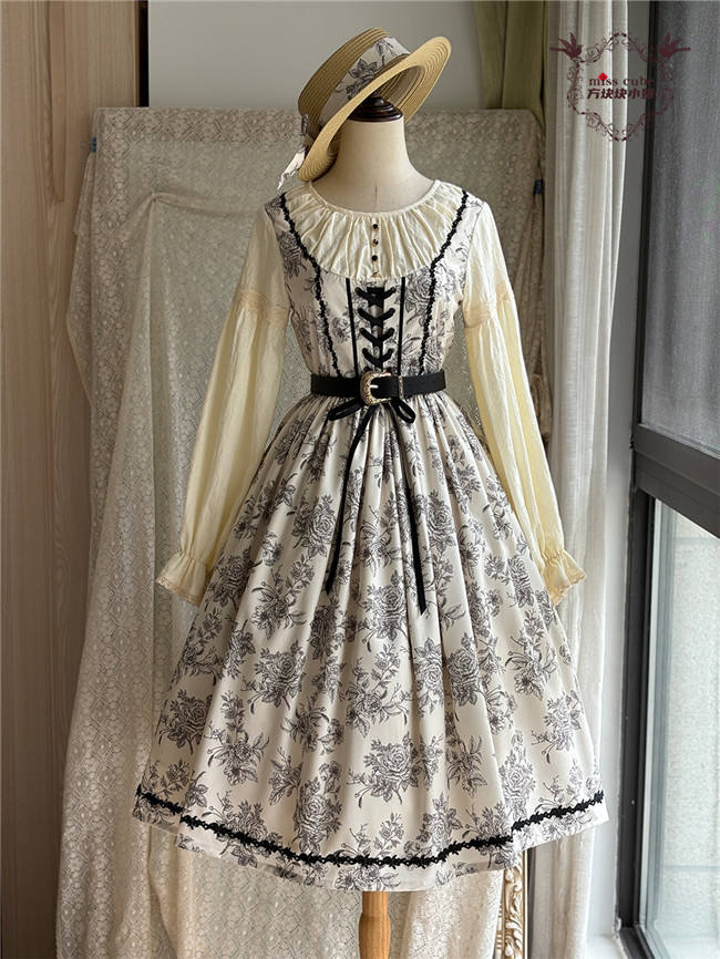 Miss Point Sketch Wild Rose Dirndl Dress One Piece