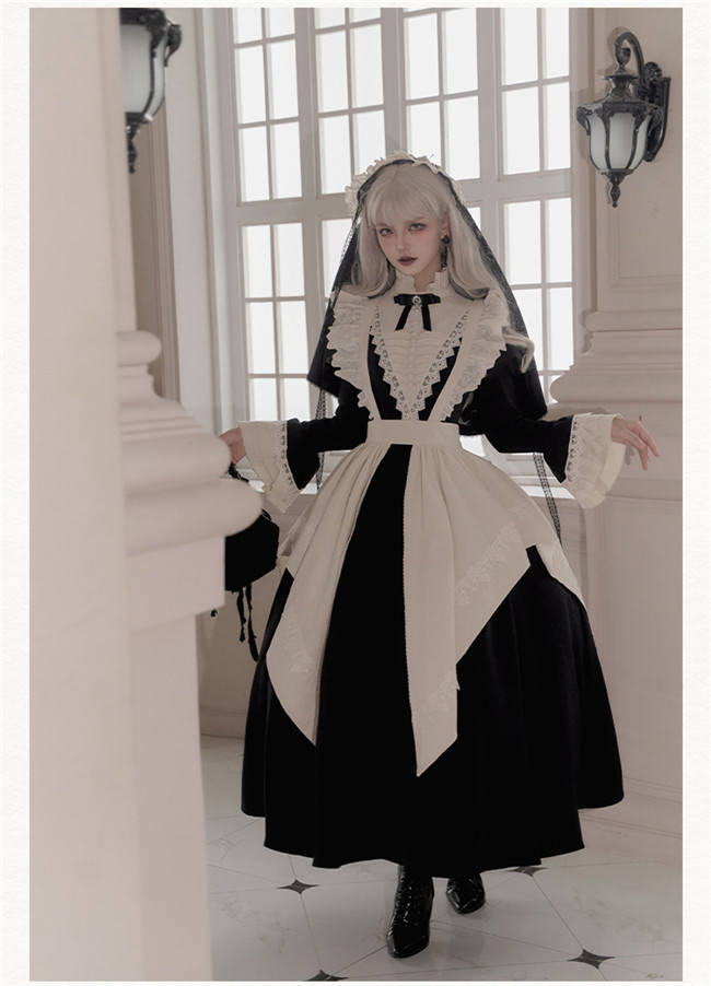 Withpuji Black Nun Gothic Lolita Dress and Accessories