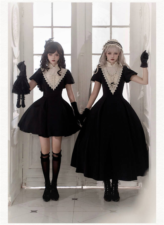 Withpuji Black Nun Gothic Lolita Dress and Accessories