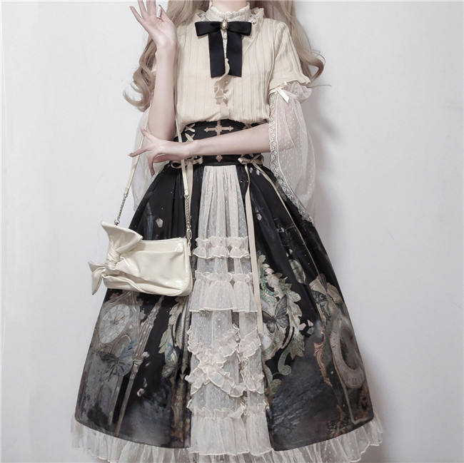 Time Flow Backward Classic Lolita Skirt, Blouse and Camisole