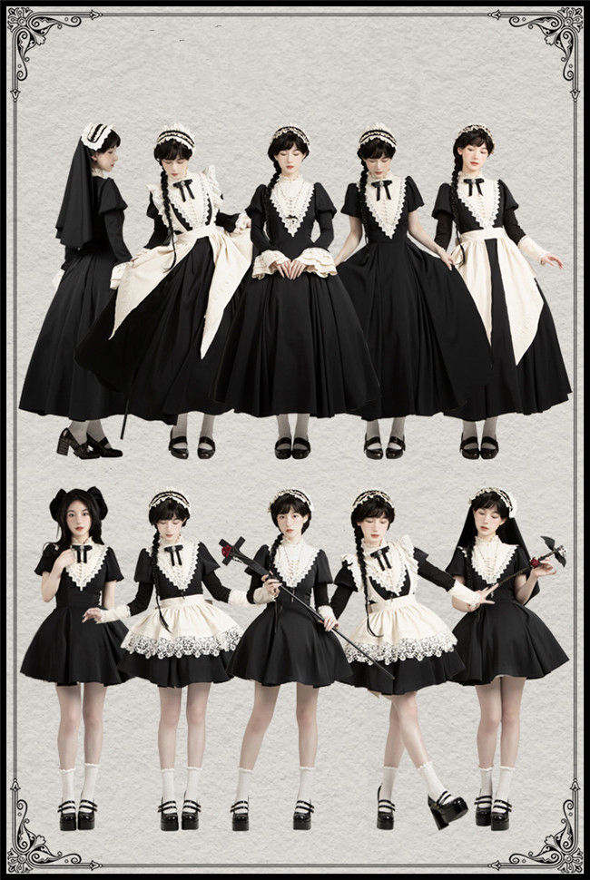 Withpuji Black Nun Gothic Lolita Dress and Accessories