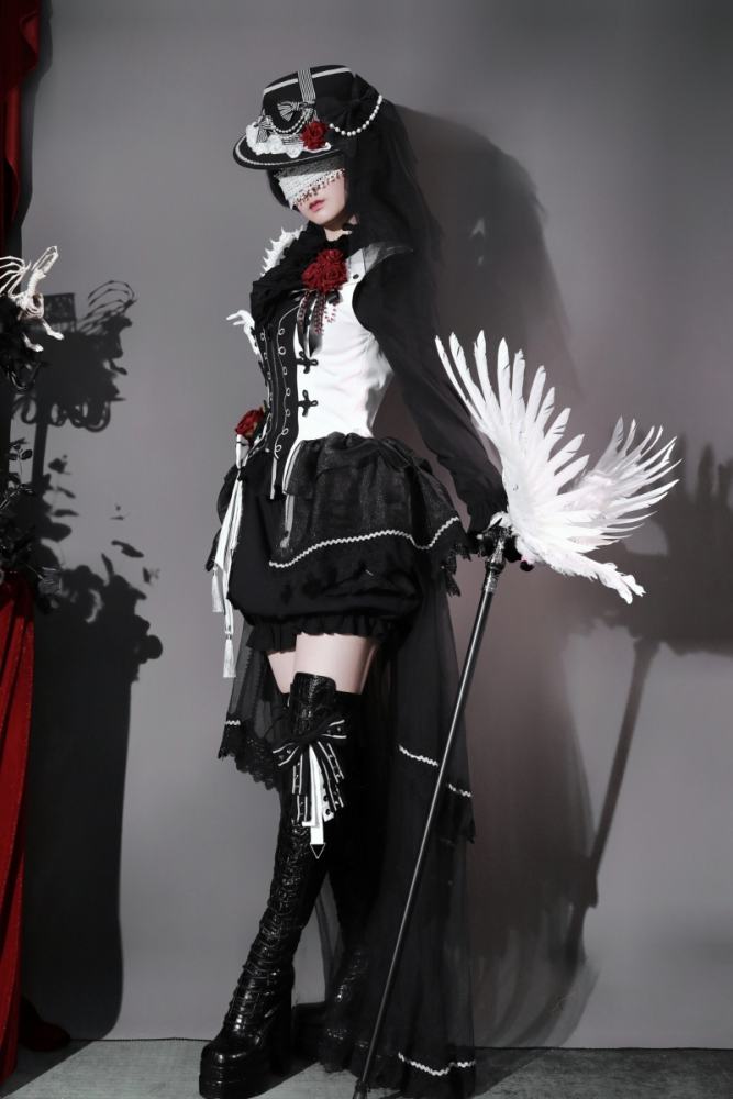 XRWY ~Earl of Rose~ Ouji Lolita Hat Brooch Bowknot and Corsage