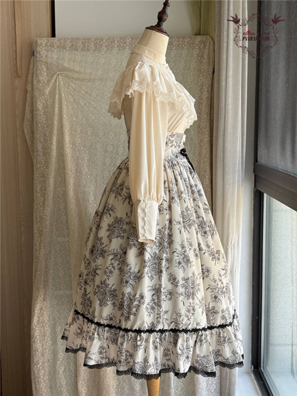 Miss Point Sketch Wild Rose High Waist Fishbone Lolita Skirt