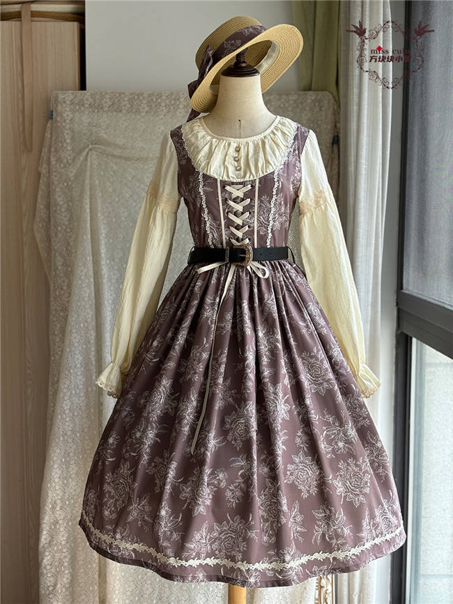 Miss Point Sketch Wild Rose Dirndl Dress One Piece