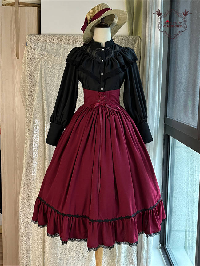 Miss Point Sketch Wild Rose High Waist Fishbone Lolita Skirt