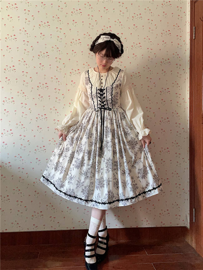 Miss Point Sketch Wild Rose Dirndl Dress One Piece