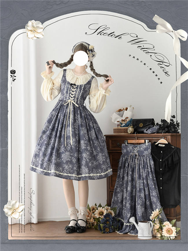 Miss Point Sketch Wild Rose Dirndl Dress One Piece