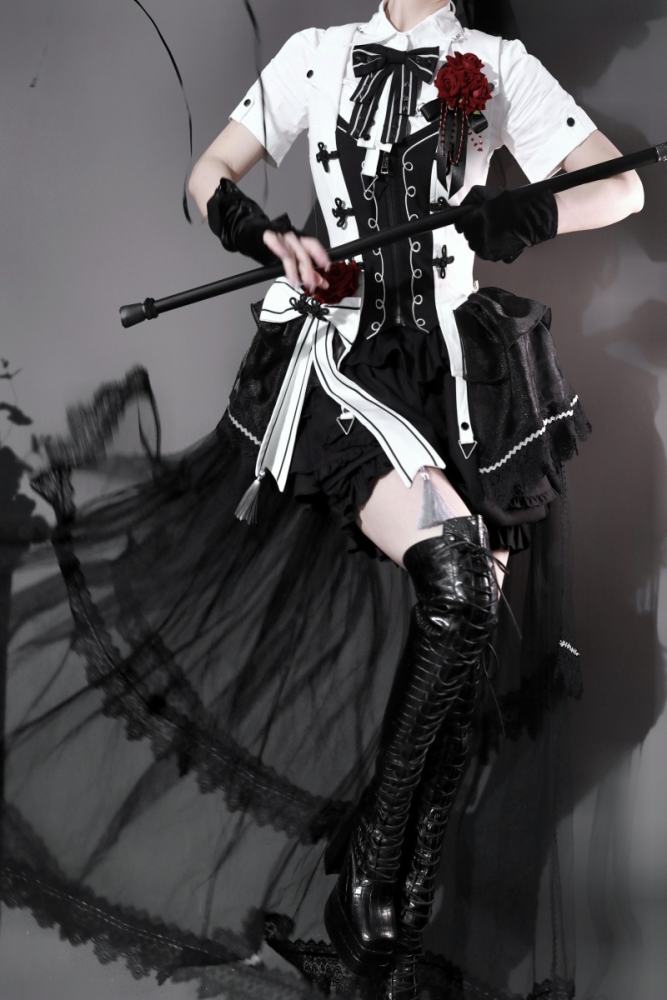 XRWY ~Earl of Rose~ Ouji Black White Coat Pants and Blouse