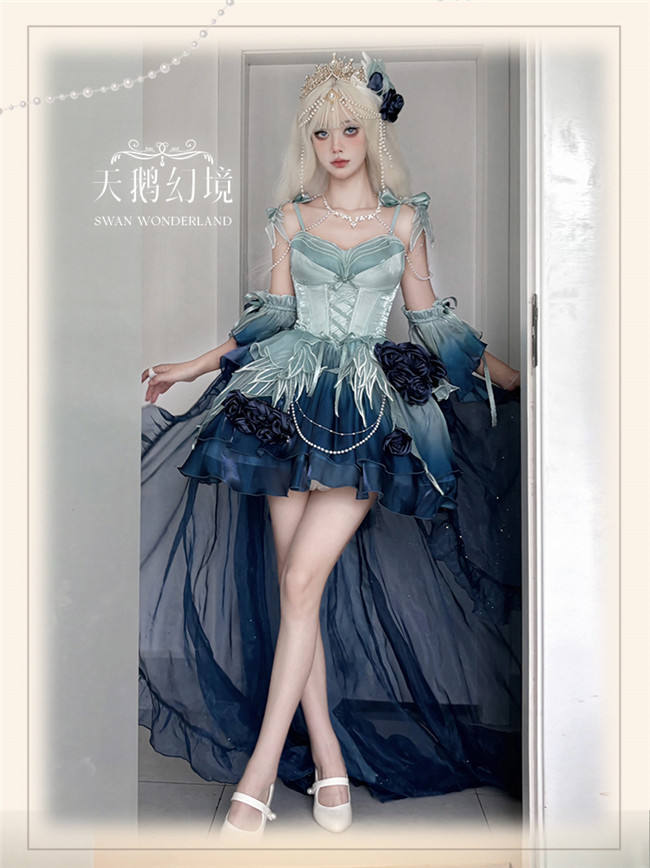 Meowing and Fruity Swan Wonderland Princess Dress Full Set