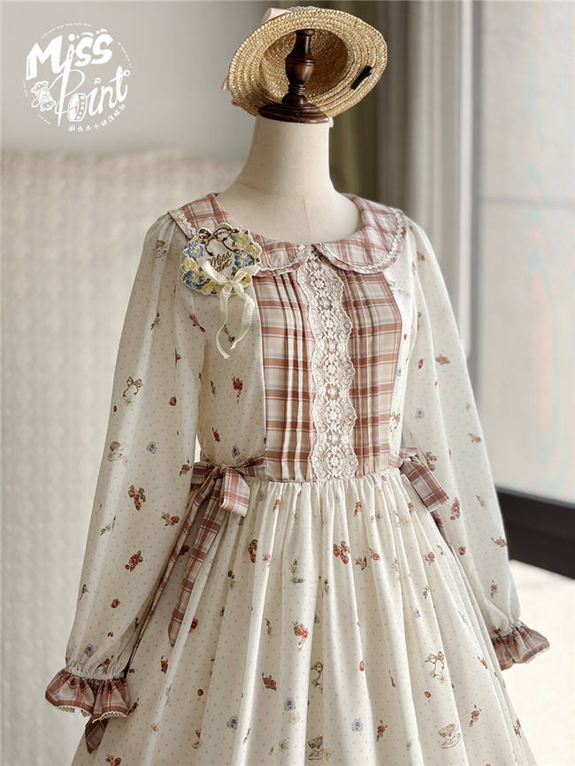 Miss Point Flowers and Strawberry Print Lolita OP Dress
