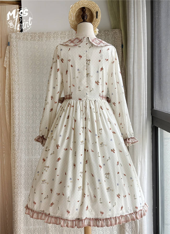 Miss Point Flowers and Strawberry Print Lolita OP Dress
