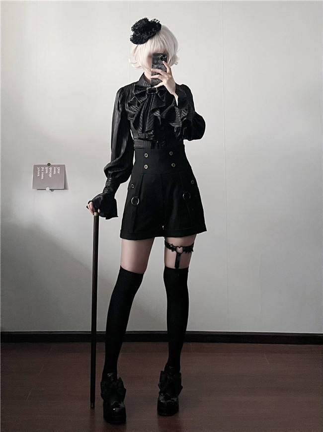 Black High Waist Ouji Short Pants