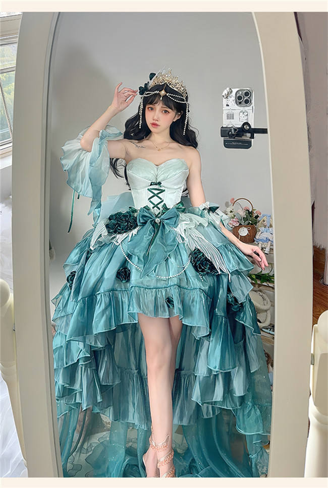 Meowing and Fruity Swan Wonderland Princess Dress Full Set