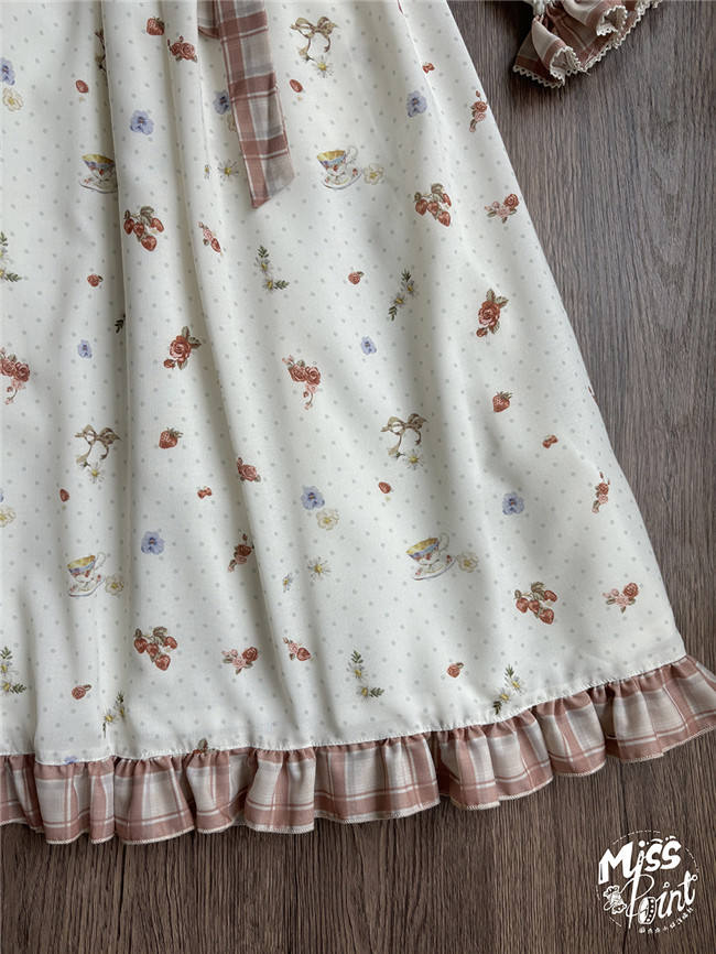 Miss Point Flowers and Strawberry Print Lolita OP Dress