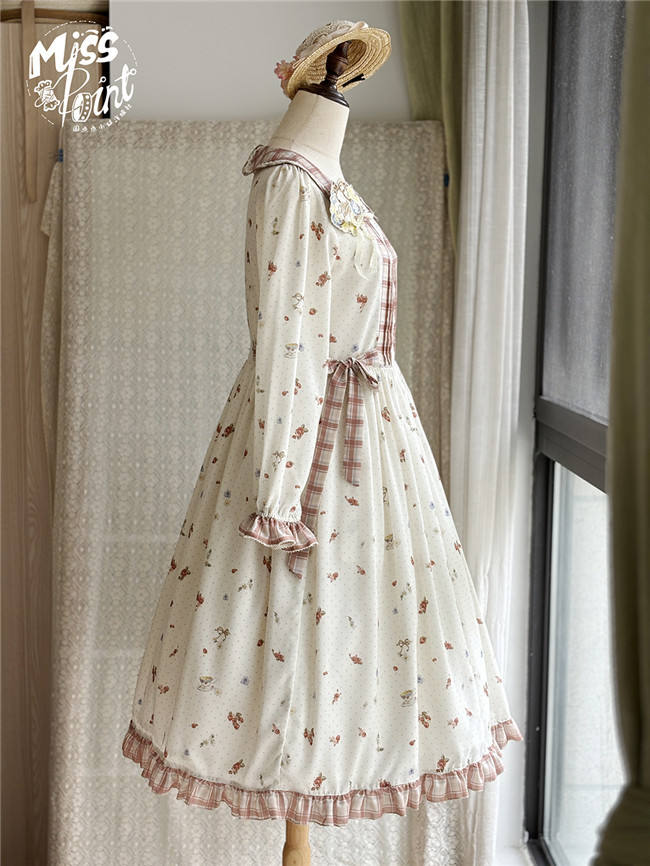 Miss Point Flowers and Strawberry Print Lolita OP Dress