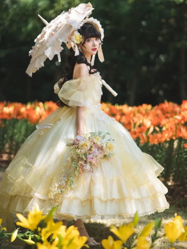 Plus Size Yellow Formal Lolita Dress