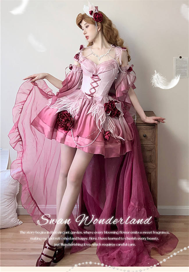 Meowing and Fruity Swan Wonderland Princess Dress Full Set