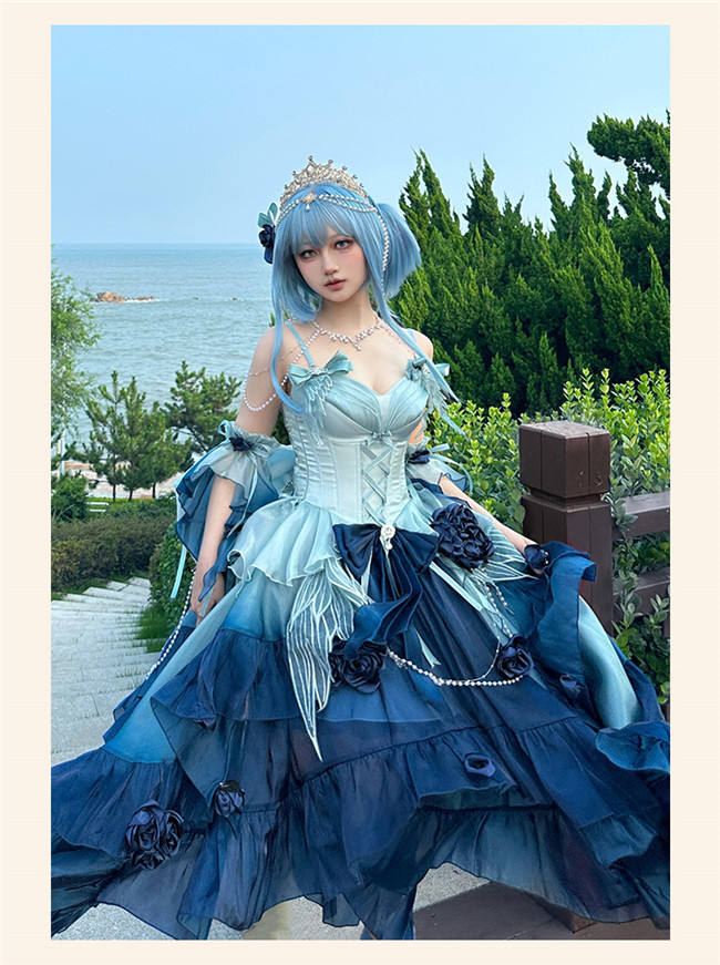 Meowing and Fruity Swan Wonderland Princess Dress Full Set