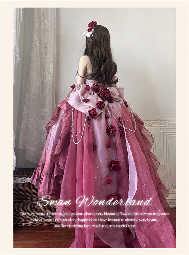 Meowing and Fruity Swan Wonderland Princess Dress Full Set