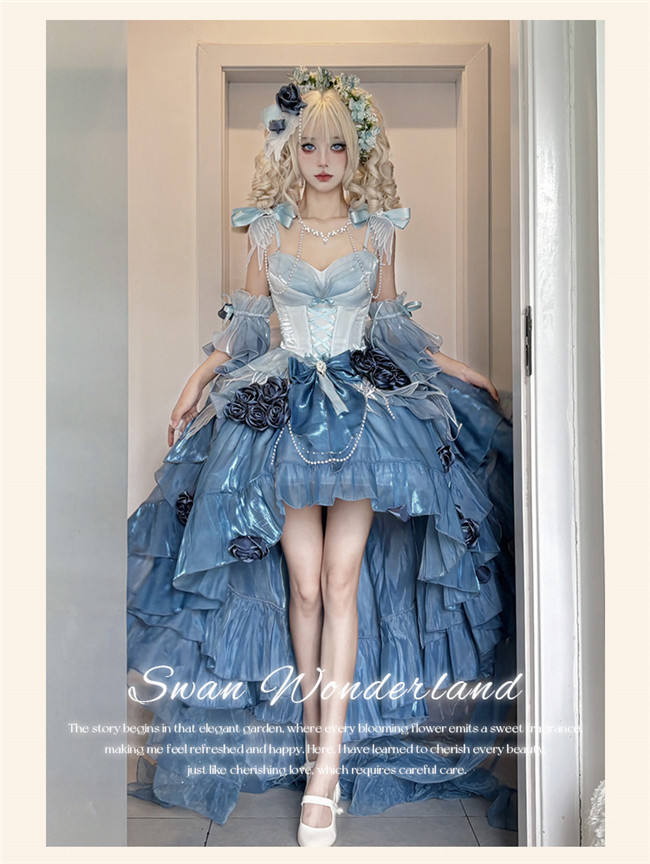 Meowing and Fruity Swan Wonderland Princess Dress Full Set