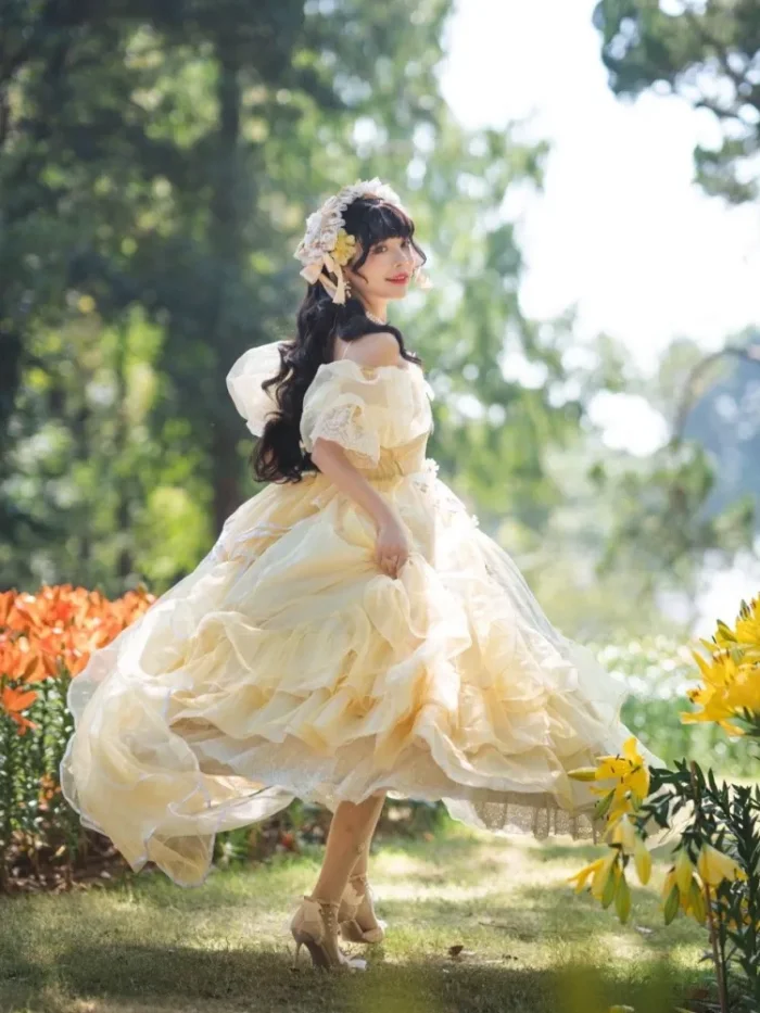 Plus Size Yellow Formal Lolita Dress