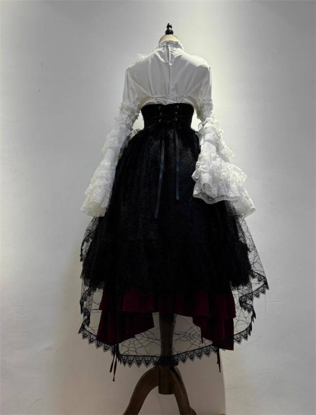 Nightingale Maiden Immortality Taboo Gothic Lolita Skirt, Tailing Corset and Blouse