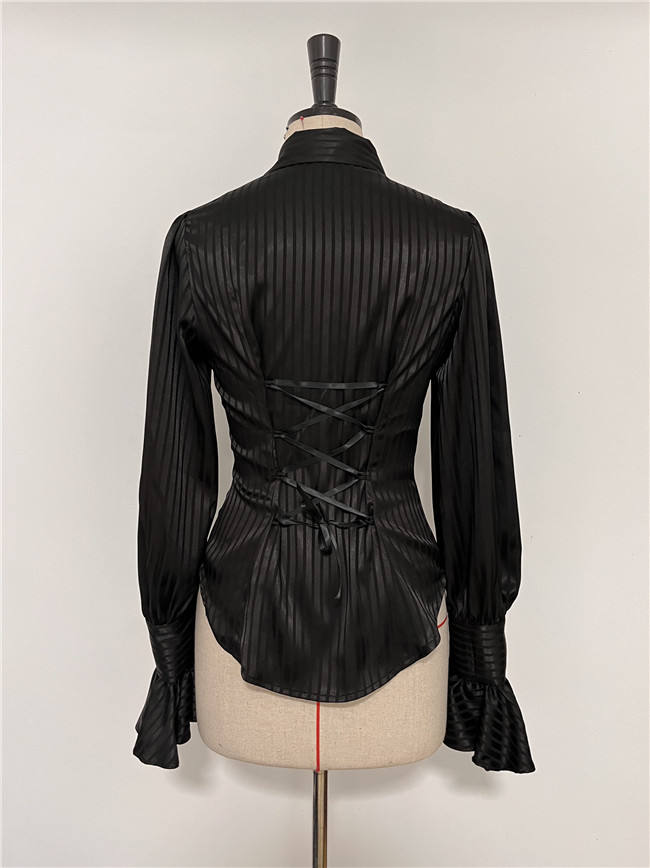 Black White Stripe Lolita Blouse and Necktie