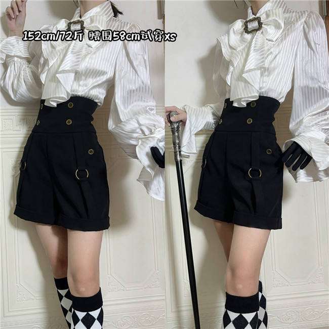 Black High Waist Ouji Short Pants