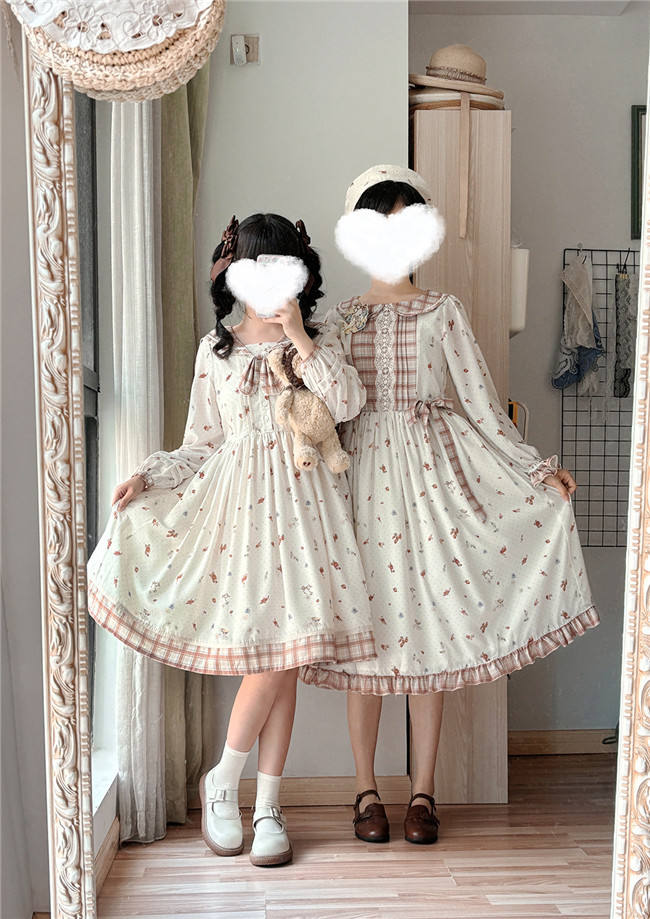 Miss Point Flowers and Strawberry Print Lolita OP Dress