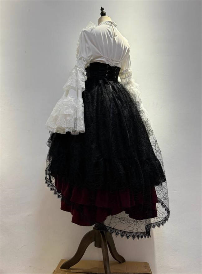 Nightingale Maiden Immortality Taboo Gothic Lolita Skirt, Tailing Corset and Blouse