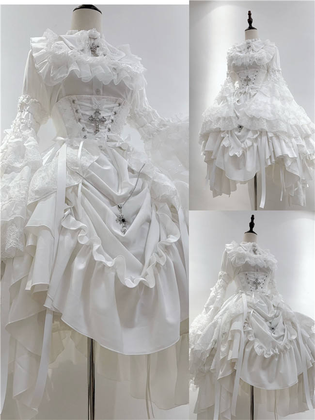 Nightingale Maiden Immortality Taboo Gothic Lolita Skirt, Tailing Corset and Blouse