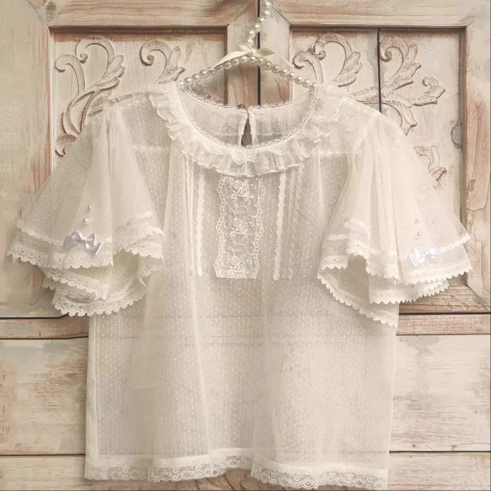 White Chiffon Hime Sleeves Lolita Blouse