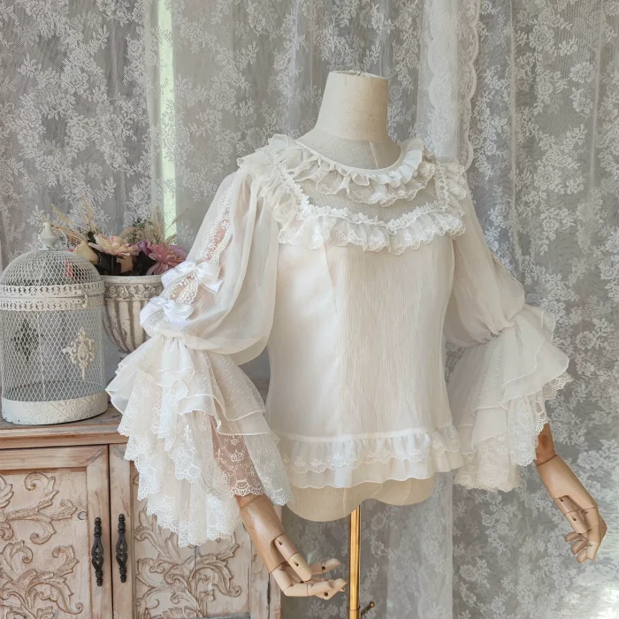 White Chiffon Hime Sleeves Lolita Blouse
