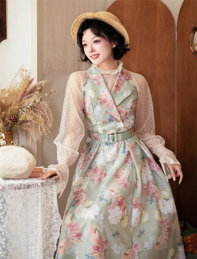Forest Wardrobe Afternoon Forest Vintage Notch Collar Dress
