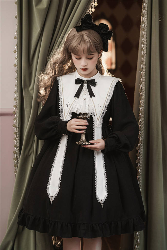 Holy Cross Halloween Nun Lolita Dress and Fake Collar