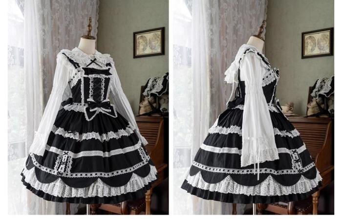 Cream Petal Cotton Lolita Dress and Set-in Sleeves