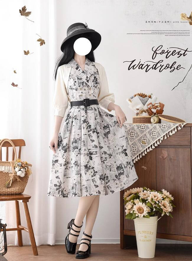Forest Wardrobe Afternoon Forest Vintage Notch Collar Dress