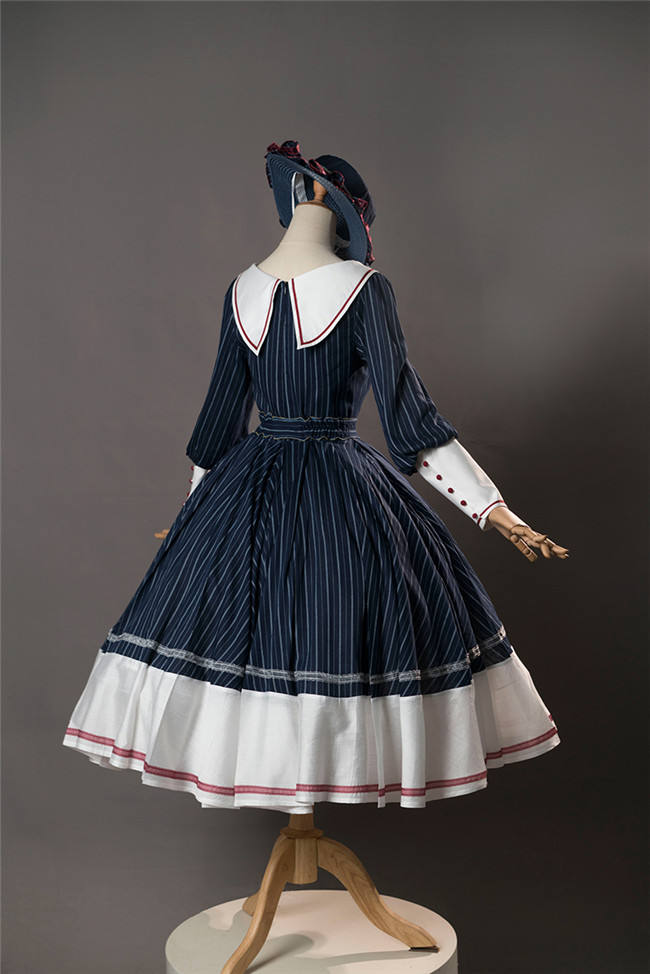 Rabbit Teeth Santorini Stripe Lolita Dress and Hat