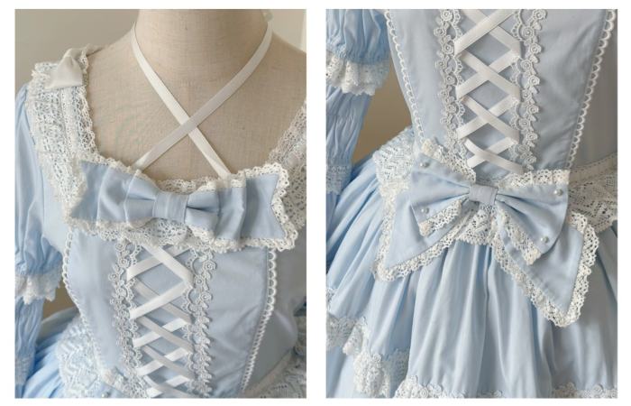 Cream Petal Cotton Lolita Dress and Set-in Sleeves