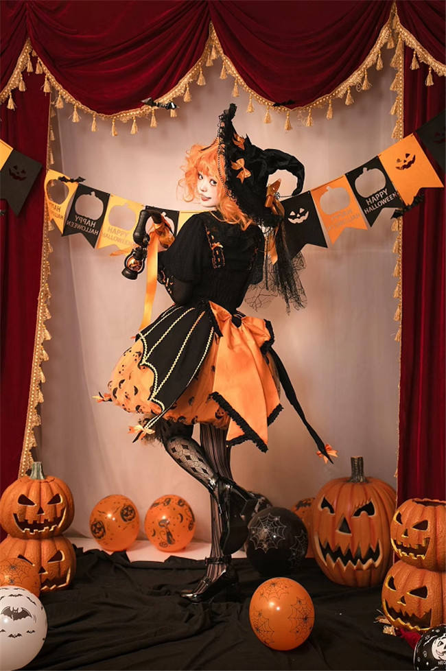 Lemon Honey Jack-O-Lantern Halloween Lolita Dress, Blouse and Accessories