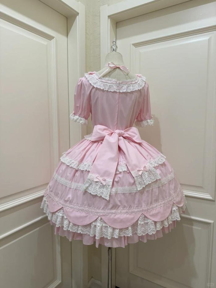 Cream Petal Cotton Lolita Dress and Set-in Sleeves