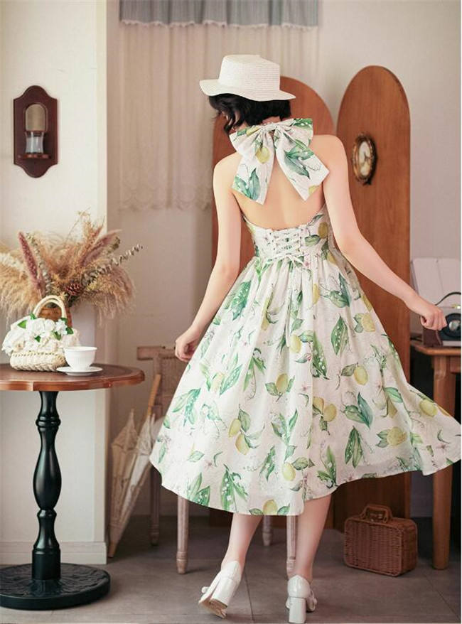 Forest Wardrobe Afternoon Forest Vintage Halter Neck Backless Dress