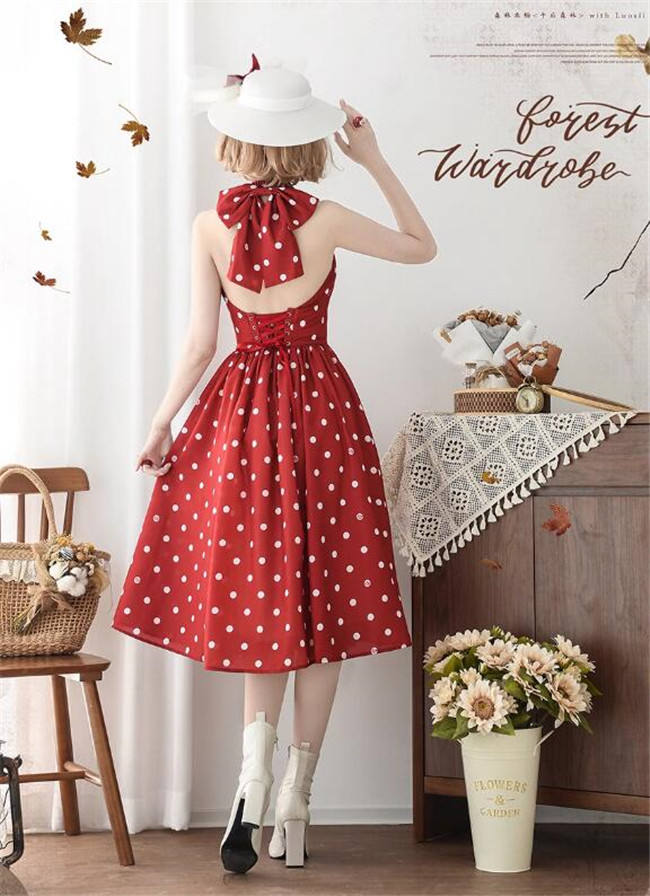 Forest Wardrobe Afternoon Forest Vintage Halter Neck Backless Dress
